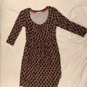 Teacher style brown and black patterned dress
